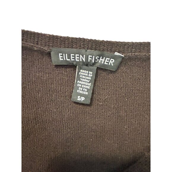 Eileen Fisher Brown Merino Wool Long Sleeve V-Neck Sweater Dress Small - Picture 4 of 5